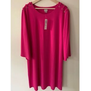 Chico’s • 3 • Short Dress Wide 3/4 Sleeve Grommet Detail Dress Summer Berry